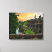 Rivier Calder vanaf Hawksclough Bridge Canvas Afdruk (Voorkant)