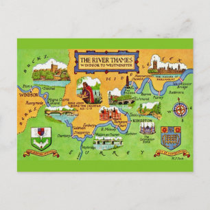 Rivier de Theems Vintage Ansichtkaart Briefkaart