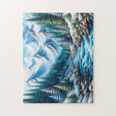 Rivier die door bergen stroomt legpuzzel (Verticaal)