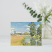 Rivier door een oogstlandschap, zomer briefkaart (Staand voorkant)
