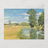 Rivier door een oogstlandschap, zomer briefkaart (Voorkant)