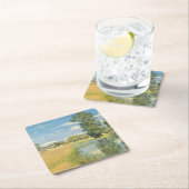 Rivier door een oogstlandschap, zomer kartonnen onderzetters (Insitu)