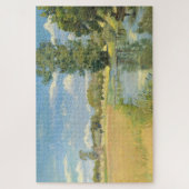 Rivier door een oogstlandschap, zomer legpuzzel (Verticaal)