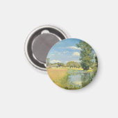 Rivier door een oogstlandschap, zomer magneet (Voorkant / Achterkant)