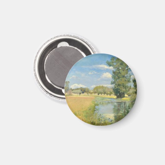 Rivier door een oogstlandschap, zomer magneet (Voorkant / Achterkant)