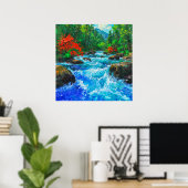 Rivier door het bos - Impressionistische kunststij Poster (Thuiskantoor)