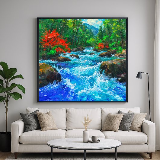 Rivier door het bos - Impressionistische kunststij Poster
