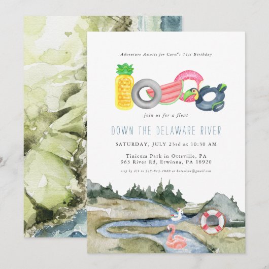 Rivier Drijven Tubing Feest | Waterverf Floaties (Voorkant / Achterkant)