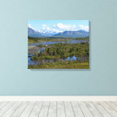 Rivier en Bergen Canvas Afdruk (Insitu (Houten vloer))