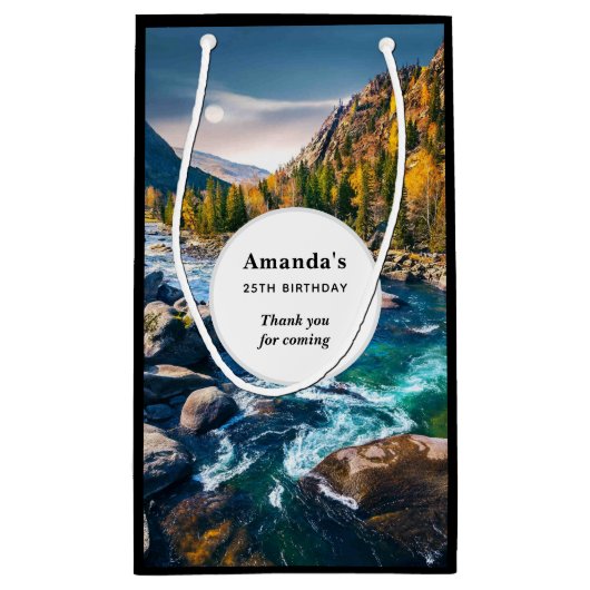 Rivier en bergen Foto - Verjaardag Dank u Klein Cadeauzakje (Achterkant)