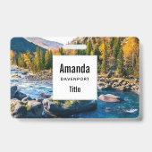 Rivier en bergen landschapsfoto badge (Achterkant)