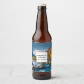 Rivier en Bergen Schitterende Fotobruiloft Bier Etiket (Voorkant)