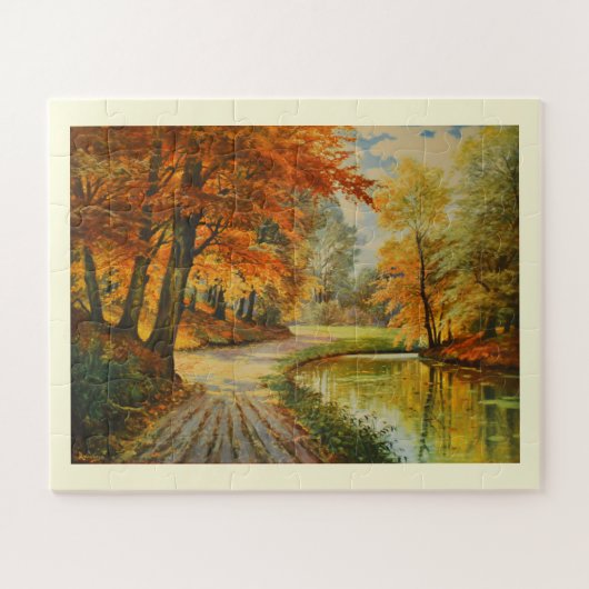 Rivier en bos in de herfst Puzzel (Horizontaal)