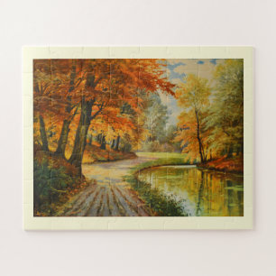 Rivier en bos in de herfst Puzzel Legpuzzel