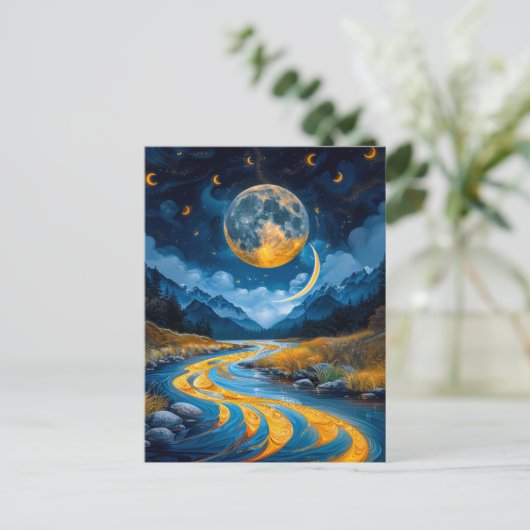 Rivier en bossen briefkaart (Staand voorkant)