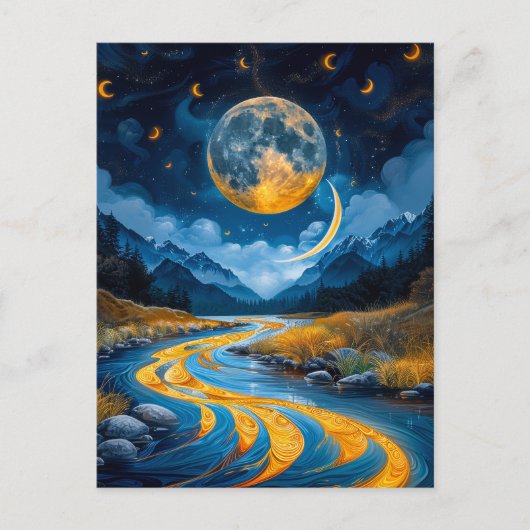 Rivier en bossen briefkaart (Voorkant)