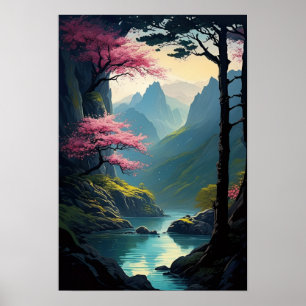 Rivier en kliffen in Captivating Canyon Poster