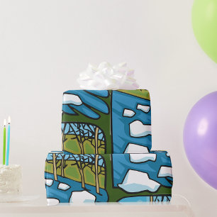 Rivier in de lente met ijsschotsen cadeaupapier
