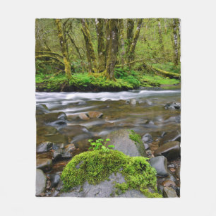 Rivier in groen bos, Oregon Fleece Deken