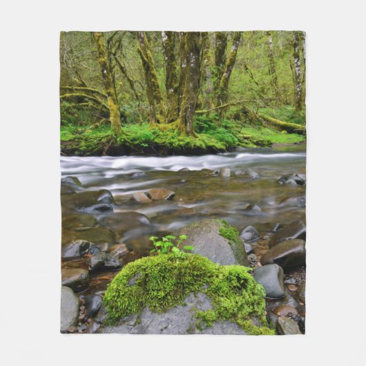 Rivier in groen bos, Oregon Fleece Deken (Voorkant)