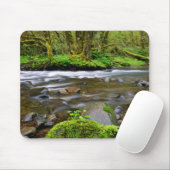 Rivier in groen bos, Oregon Muismat (Met muis)
