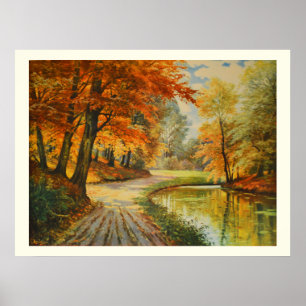Rivier in het bos poster