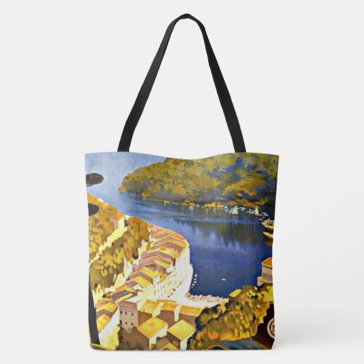 Rivier in Italië Kleurrijke geschilderde kunst Tote Bag (Achterkant)