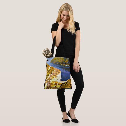 Rivier in Italië Kleurrijke geschilderde kunst Tote Bag (Op model)
