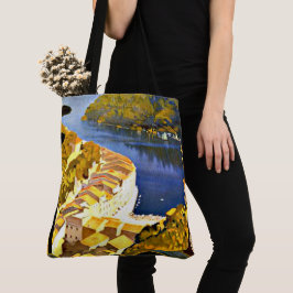 Rivier in Italië Kleurrijke geschilderde kunst Tote Bag