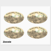 Rivier in Newtown, Powys, Wales met Beide Zonnen Ovale Sticker (Vel)