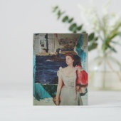 Rivier Landschap Vintage Dames Mixed Media Collage Briefkaart (Staand voorkant)