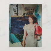 Rivier Landschap Vintage Dames Mixed Media Collage Briefkaart (Voorkant)