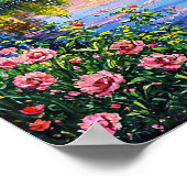Rivier met Bloeiende Bloemen Landschapskunst Poster (Hoek)