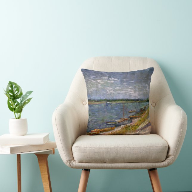 Rivier met roeiboten door Vincent van Gogh Kussen (Stoel)