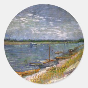 Rivier met roeiboten door Vincent van Gogh Ronde Sticker