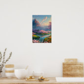 Rivier omarmd door Cherry Blossom Symphony Poster (Keuken)