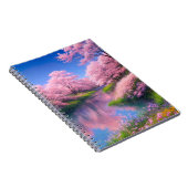 Rivier omarmd door Sakura Trees Charm Notitieboek (Rechterzijde)