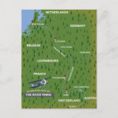 Rivier Rijn retro reis kaart. Ansichtkaart Briefkaart (Voorkant)