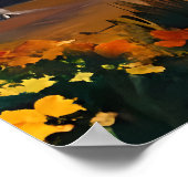 rivier schilderij rotsachtige dennenbos herfstmidd poster (Hoek)