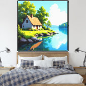 Rivier Sereniteit Canvas Afdruk (Insitu (Slaapkamer))