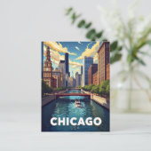 Rivier Skyline Boot Tour Chicago Briefkaart (Staand voorkant)