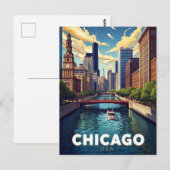 Rivier Skyline Boot Tour Chicago Briefkaart (Voorkant / Achterkant)