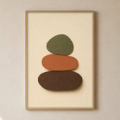 Rivier Stenen Gouache Boho Kunst Poster