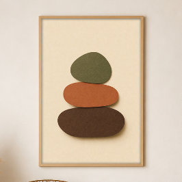Rivier Stenen Gouache Boho Kunst Poster