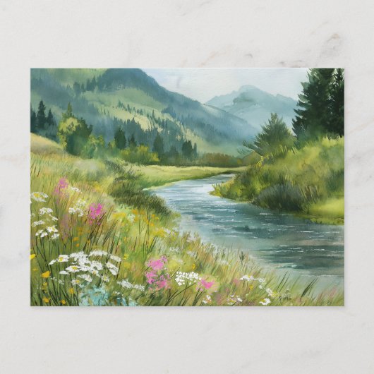 Rivier Uitzicht Natuur Scene  Briefkaart (Voorkant)