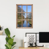 Rivier uitzicht vanuit een raam poster (Thuiskantoor)