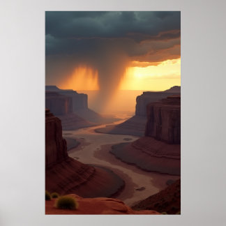 Rivier van Amberkleurig Slib Poster