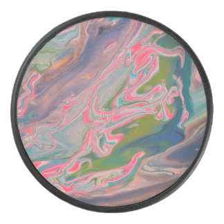 Rivier van kleuren Flow Paint Art Hockey Puck