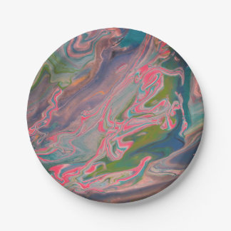Rivier van kleuren Flow Paint Art Papieren Bordje