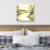Rivier Zonsopgang | Aquarel Geel Canvas Afdruk (Insitu (Slaapkamer))